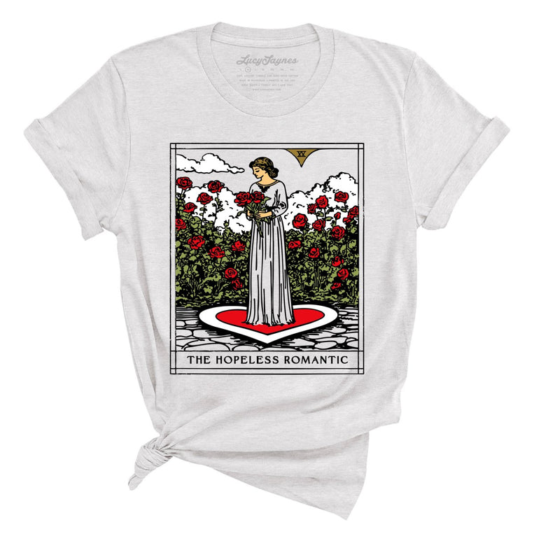 The Hopeless Romantic Tarot Card Graphic Tee - Ash
