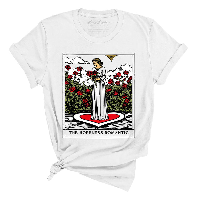 The Hopeless Romantic Tarot Card Graphic Tee - White