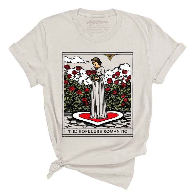 The Hopeless Romantic Tarot Card Graphic Tee - Heather Dust