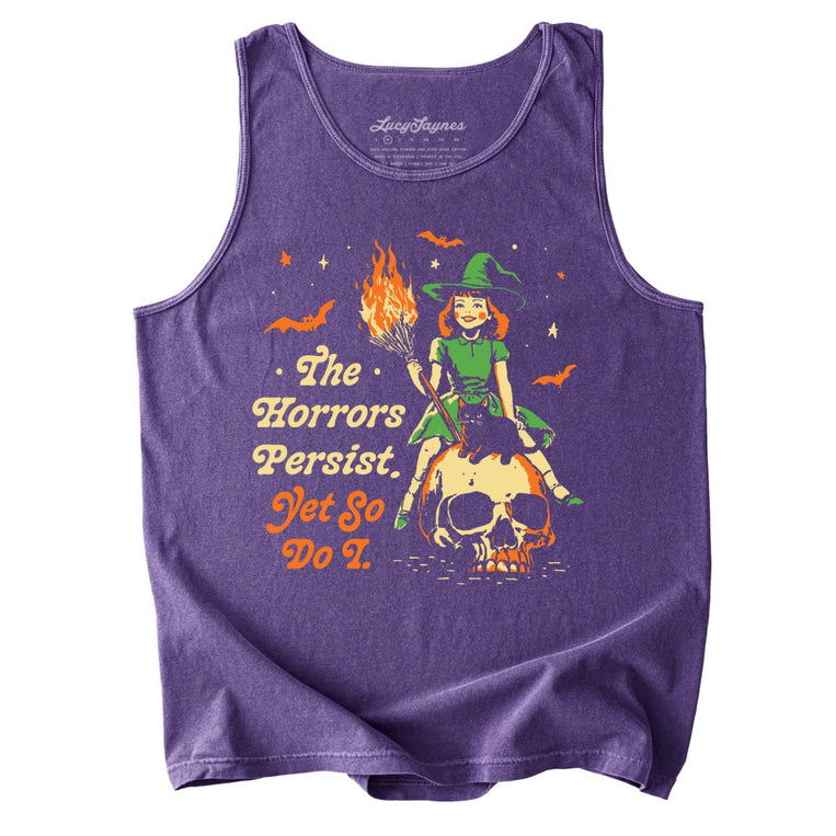 The Horrors Persist Yet So Do I Comfort Colors Graphic Tank Top - Grape
