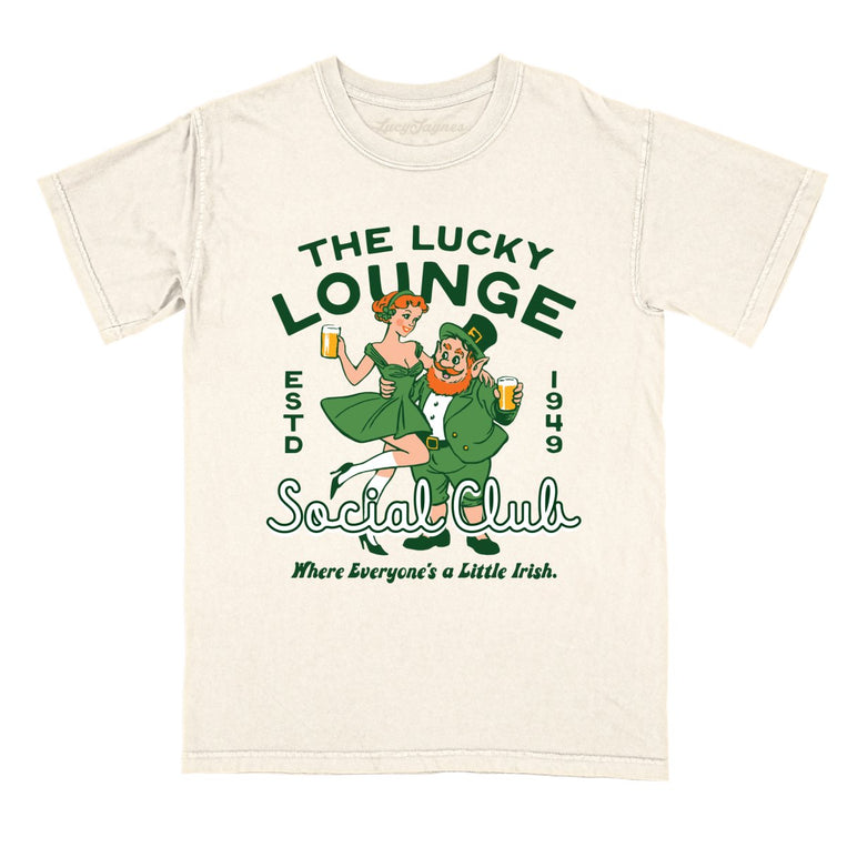 The Lucky Lounge Social Club Comfort Colors Graphic Tee - Ivory