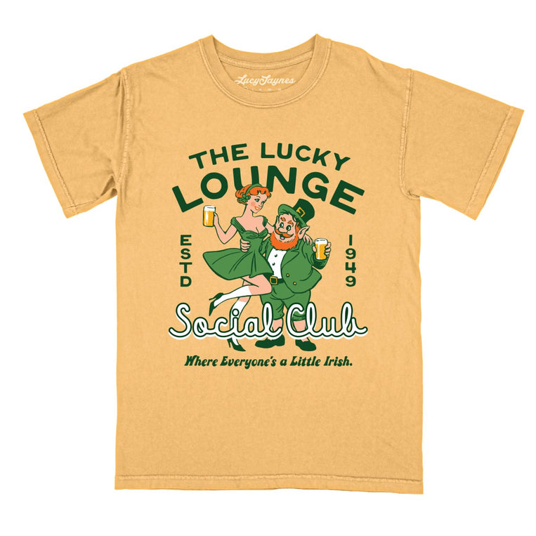 The Lucky Lounge Social Club Comfort Colors Graphic Tee - Mustard