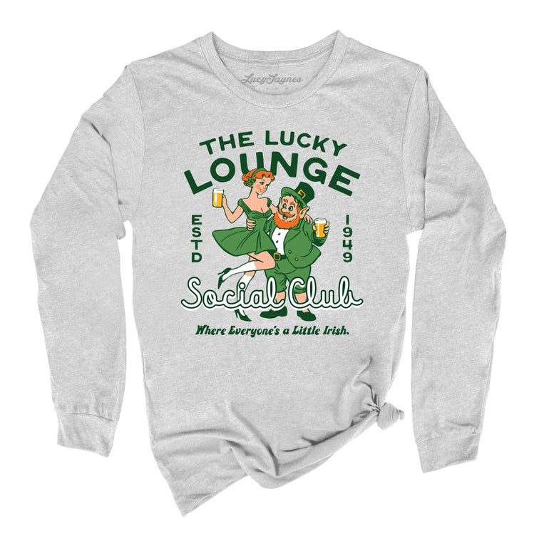 The Lucky Lounge Social Club Graphic Long Sleeve Tee - Athletic Heather
