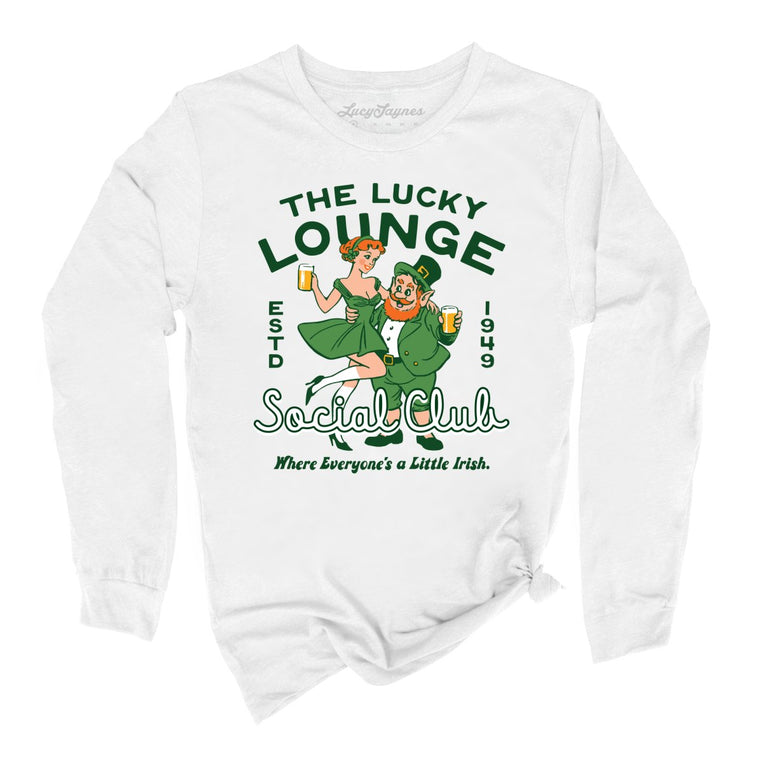 The Lucky Lounge Social Club Graphic Long Sleeve Tee - White