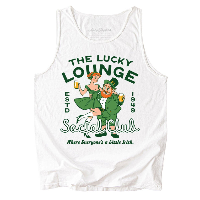 The Lucky Lounge Social Club Comfort Colors Graphic Tank Top - White