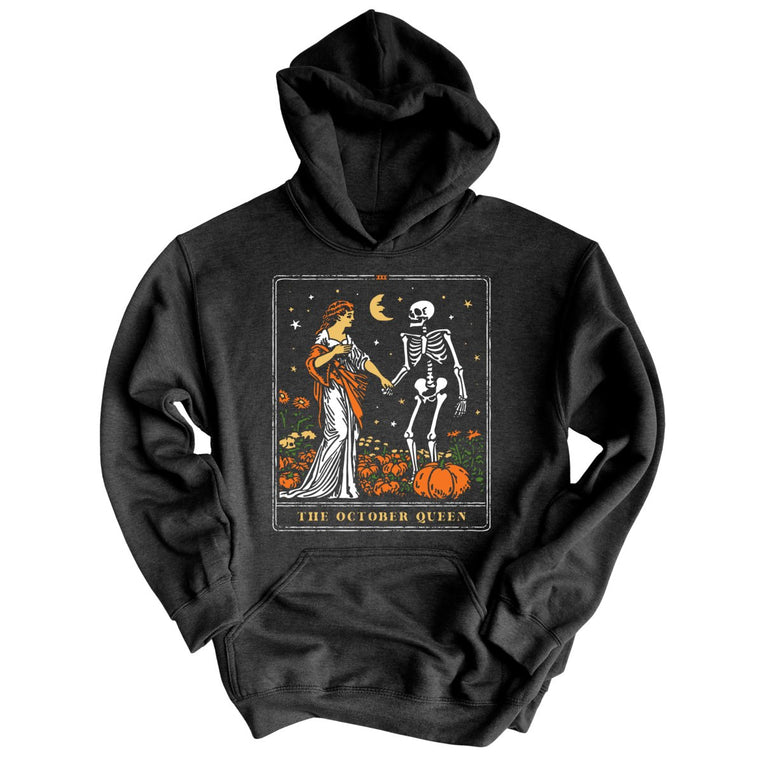 The October Queen Tarot Card Graphic Hoodie - Charcoal Heather