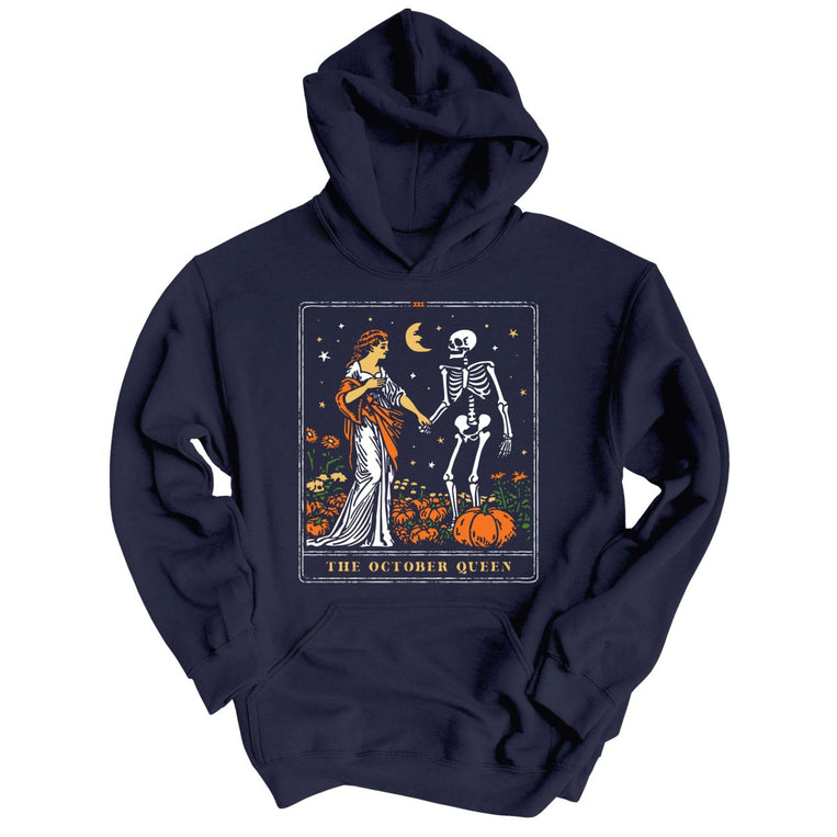 The October Queen Tarot Card Graphic Hoodie - Classic Navy