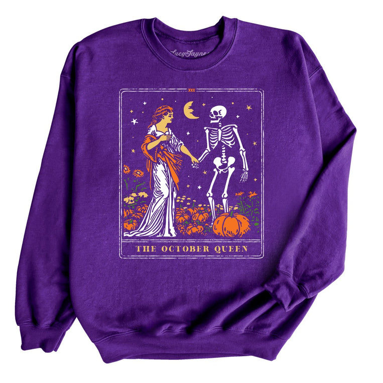 The October Queen Tarot Card Graphic Sweatshirt - Purple