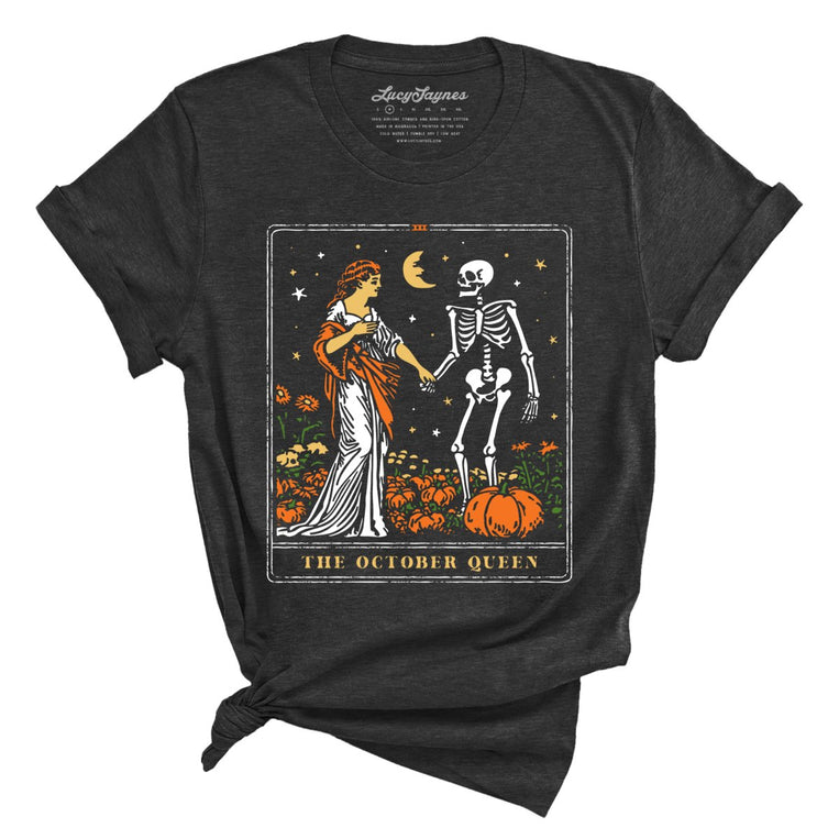 The October Queen Tarot Card Graphic Tee - Dark Grey Heather