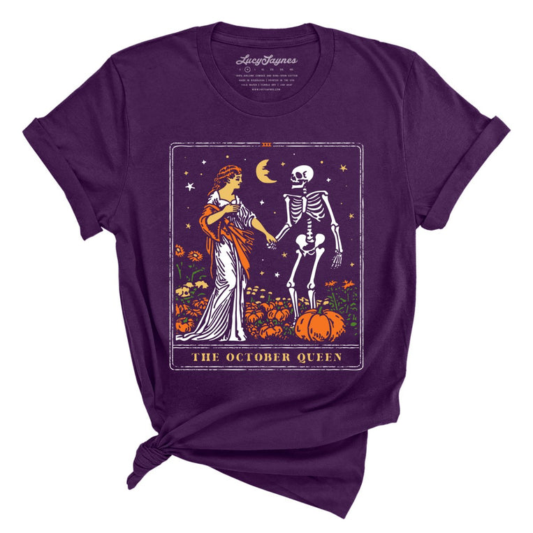 The October Queen Tarot Card Graphic Tee - Team Purple
