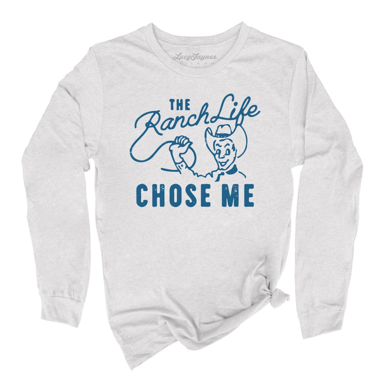 The Ranch Life Chose Me Graphic Long Sleeve Tee - Ash