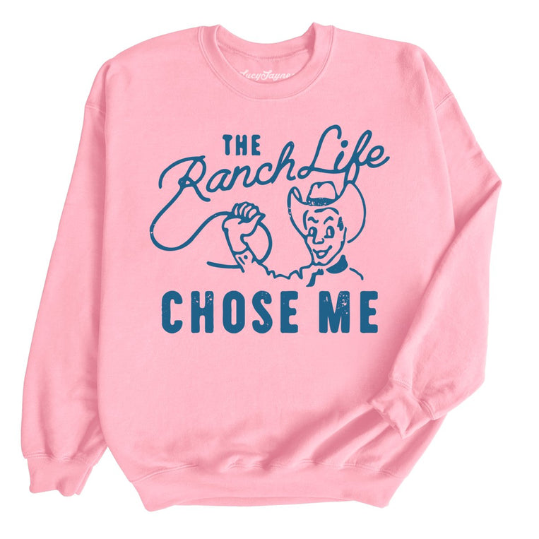 The Ranch Life Chose Me Graphic Sweatshirt - Light Pink