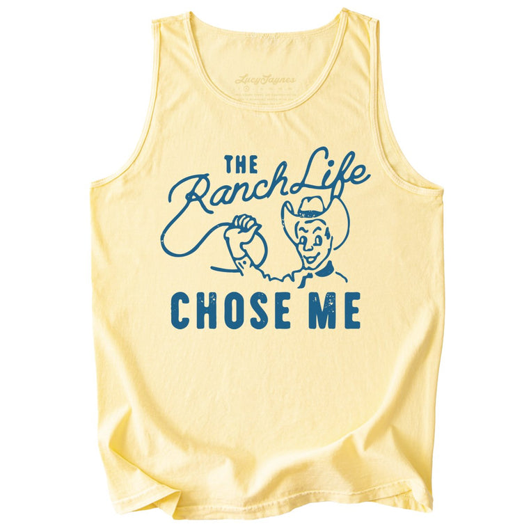 The Ranch Life Chose Me Comfort Colors Graphic Tank Top - Butter