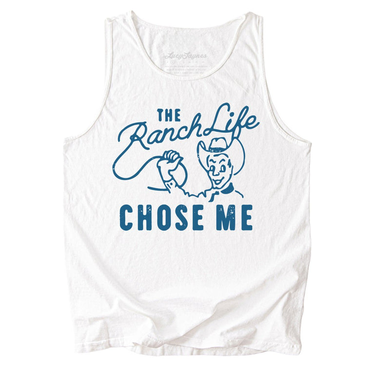 The Ranch Life Chose Me Comfort Colors Graphic Tank Top - White
