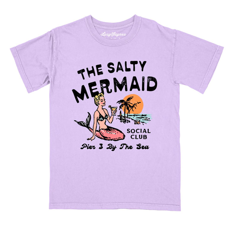 The Salty Mermaid Social Club Comfort Colors Graphic Tee - Orchid