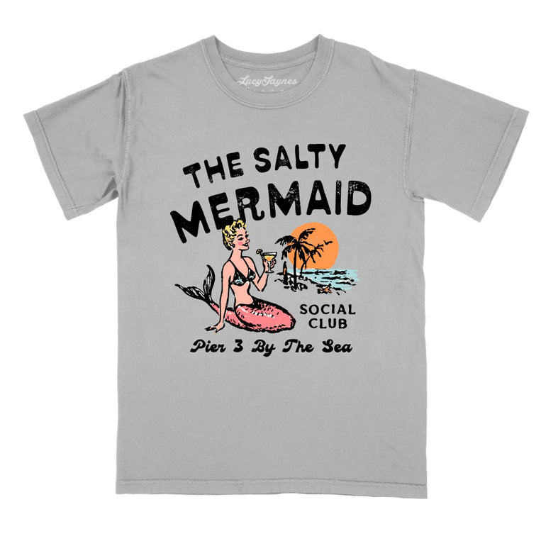 The Salty Mermaid Social Club Comfort Colors Graphic Tee - Granite