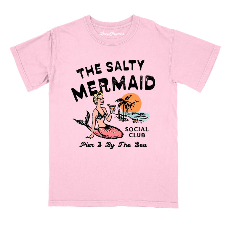 The Salty Mermaid Social Club Comfort Colors Graphic Tee - Blossom
