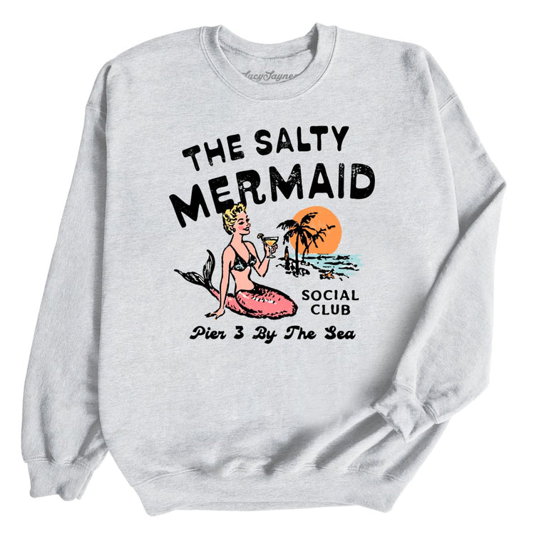 The Salty Mermaid Social Club Graphic Sweatshirt - Ash