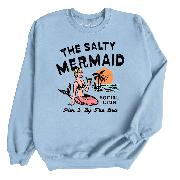 The Salty Mermaid Social Club Graphic Sweatshirt - Light Blue