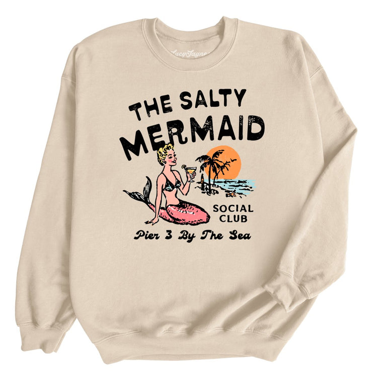 The Salty Mermaid Social Club Graphic Sweatshirt - Sand