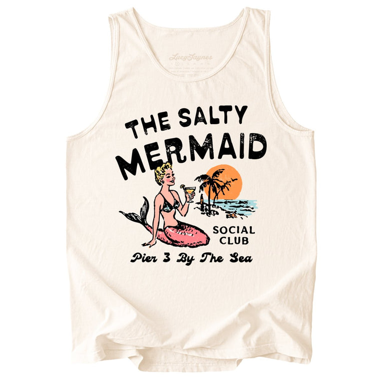 The Salty Mermaid Social Club Comfort Colors Graphic Tank Top - Ivory