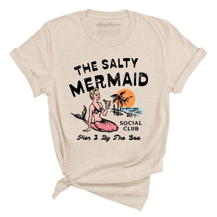 The Salty Mermaid Social Club Graphic Tee - Soft Cream