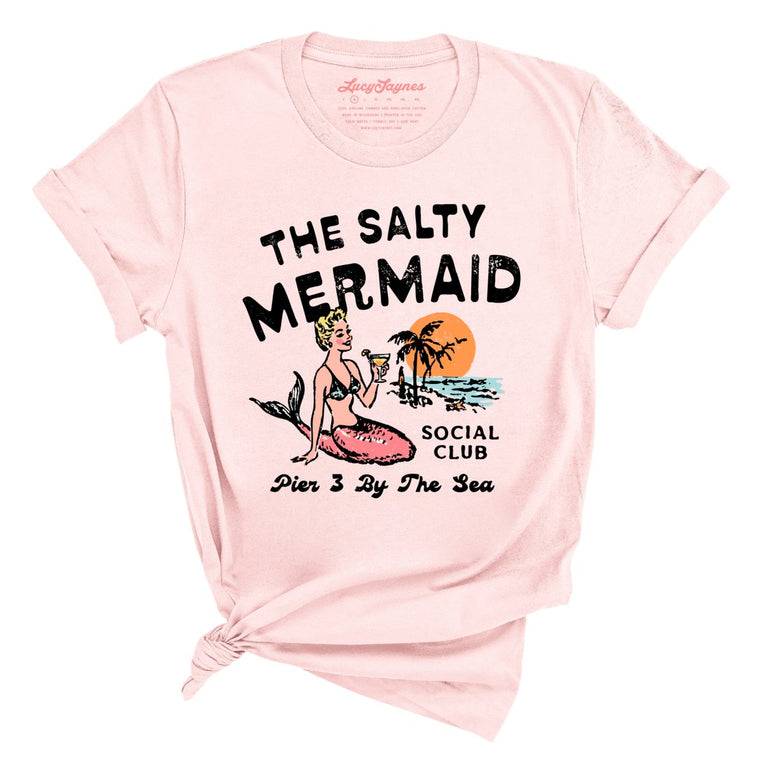 The Salty Mermaid Social Club Graphic Tee - Soft Pink