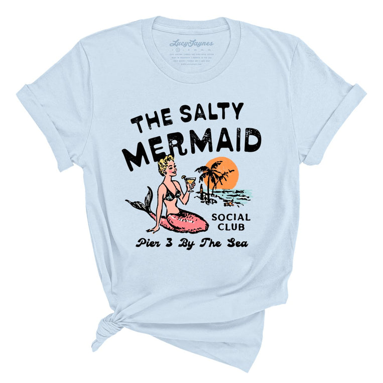 The Salty Mermaid Social Club Graphic Tee - Light Blue