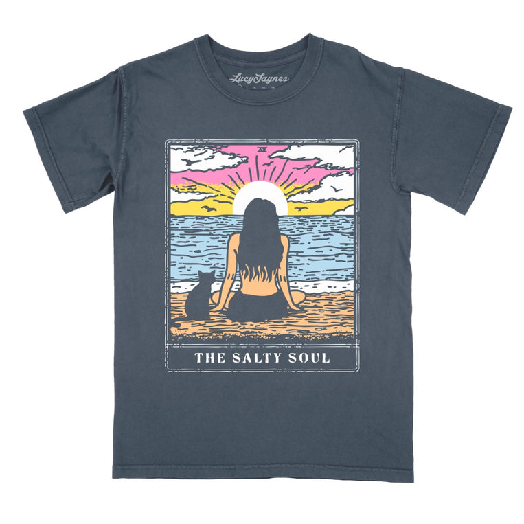 The Salty Soul Tarot Card Comfort Colors Graphic Tee - Denim