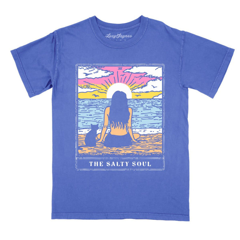 The Salty Soul Tarot Card Comfort Colors Graphic Tee - Flo Blue