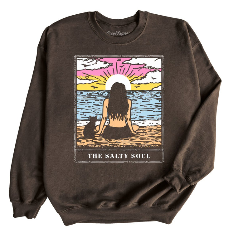 The Salty Soul Tarot Card Graphic Sweatshirt - Dark Chocolate