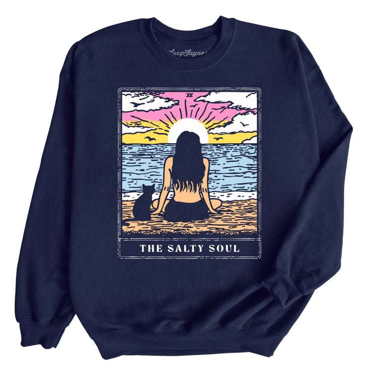 The Salty Soul Tarot Card Graphic Sweatshirt - Navy