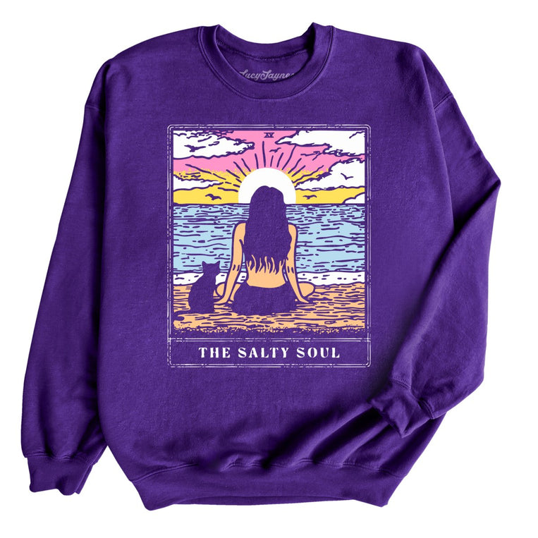The Salty Soul Tarot Card Graphic Sweatshirt - Purple
