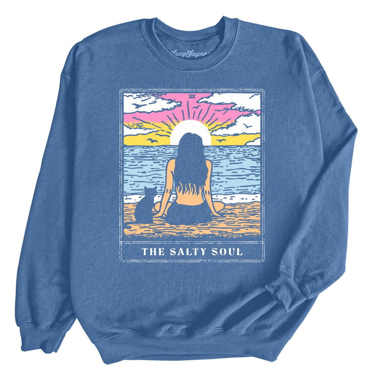 The Salty Soul Tarot Card Graphic Sweatshirt - Indigo Blue
