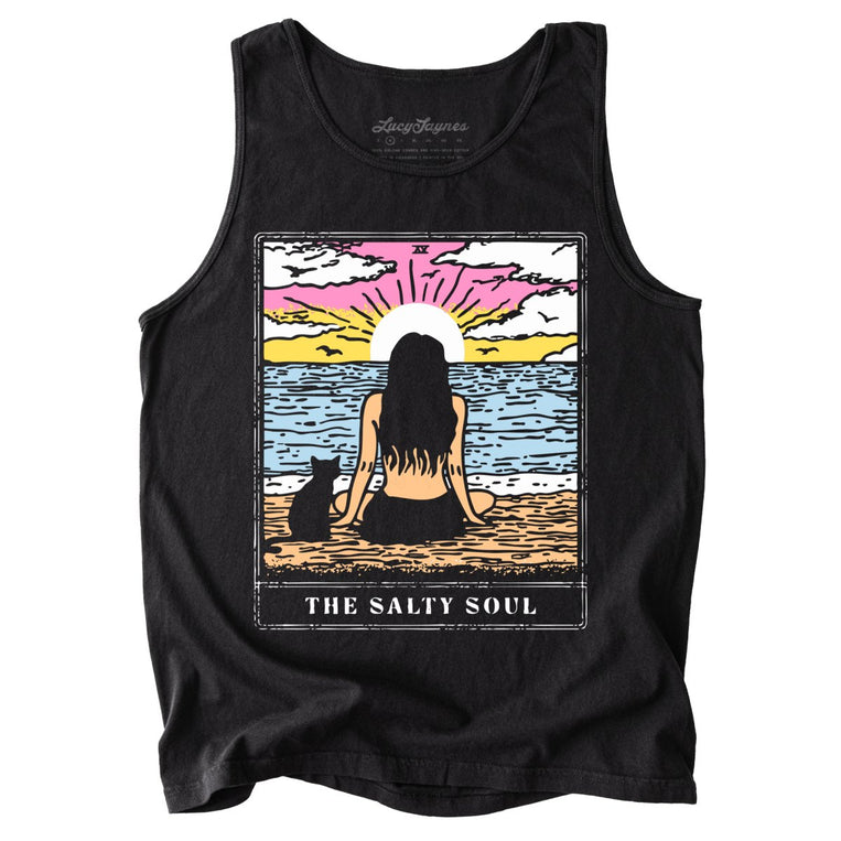 The Salty Soul Tarot Card Comfort Colors Graphic Tank Top - Black