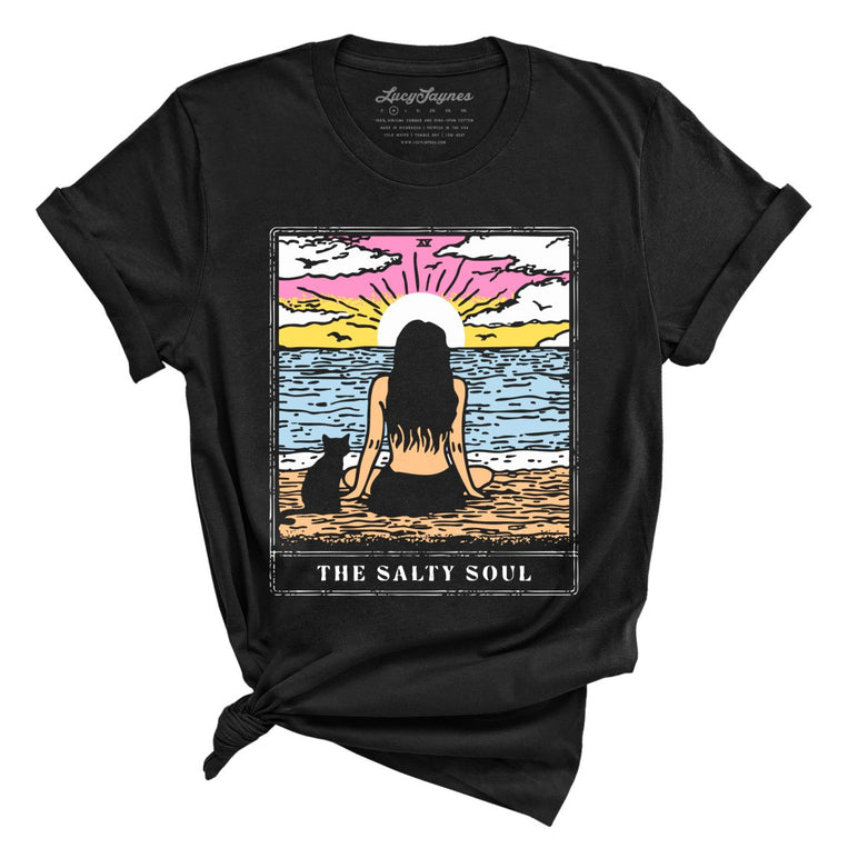 The Salty Soul Tarot Card Graphic Tee - Black