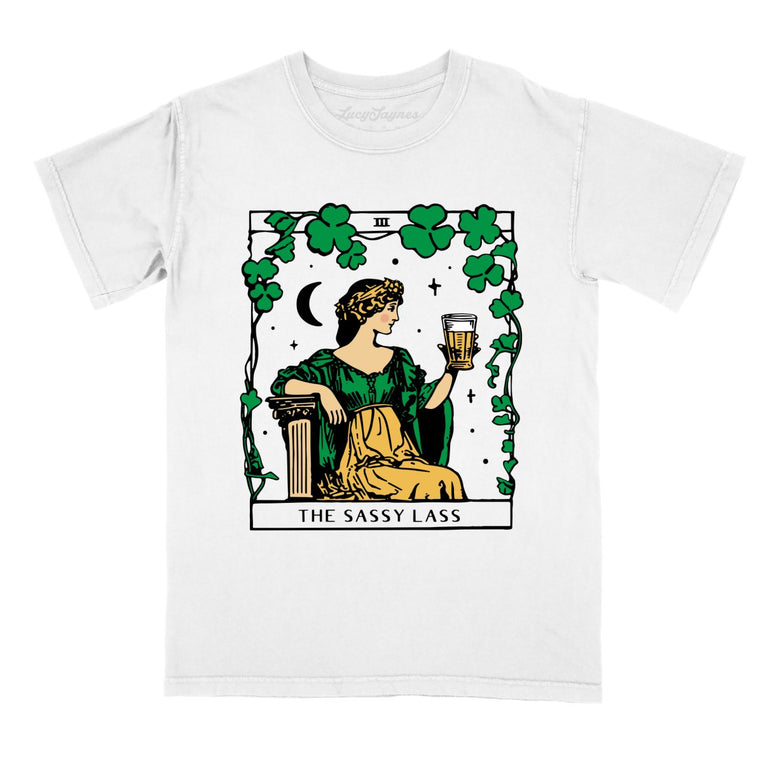 The Sassy Lass Tarot Card Comfort Colors Graphic Tee - White