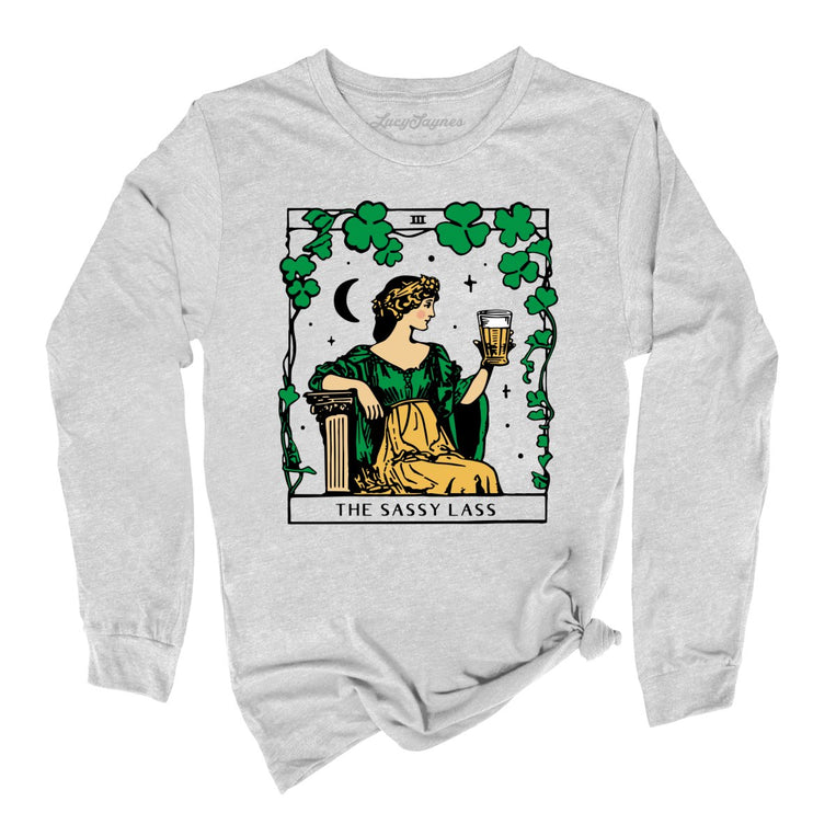 The Sassy Lass Tarot Card Graphic Long Sleeve Tee - Athletic Heather