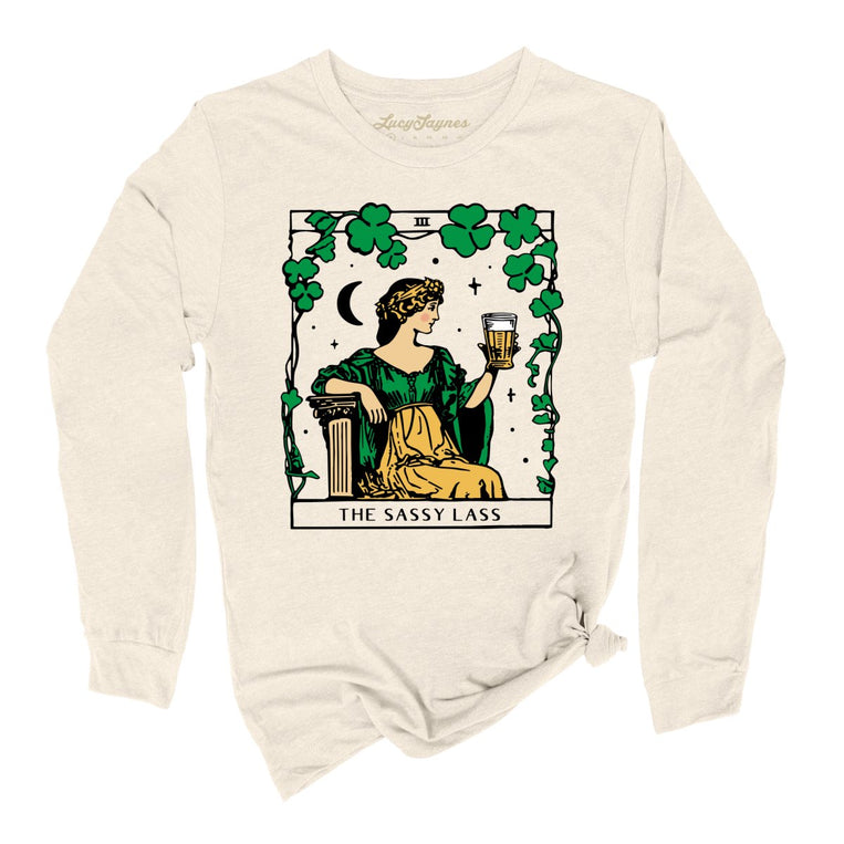 The Sassy Lass Tarot Card Graphic Long Sleeve Tee - Natural