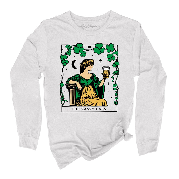 The Sassy Lass Tarot Card Graphic Long Sleeve Tee - Ash