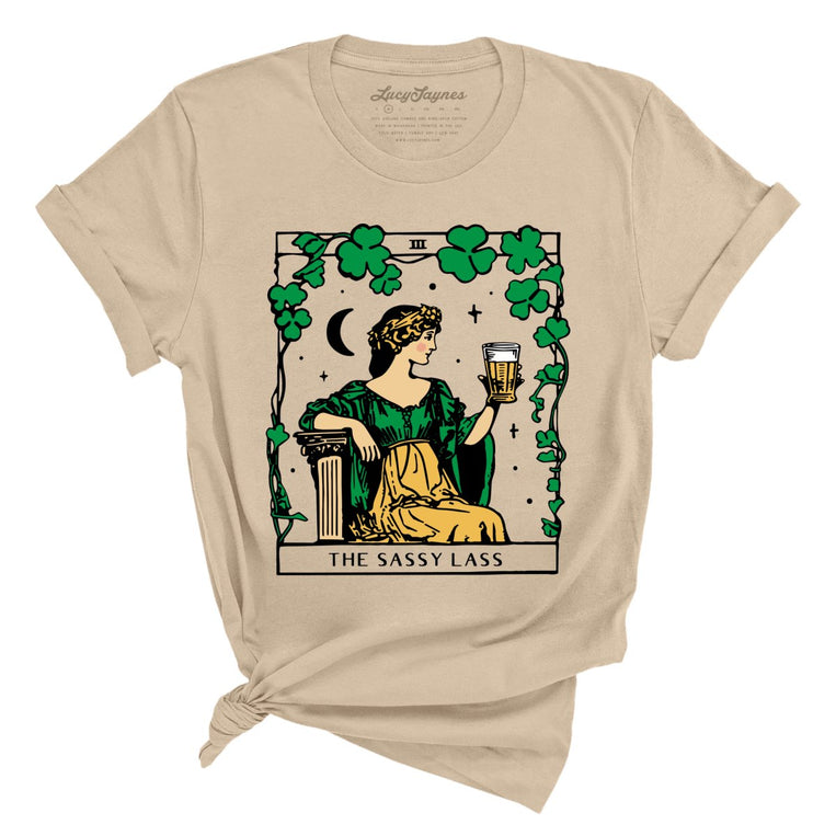 The Sassy Lass Tarot Card Graphic Tee - Tan
