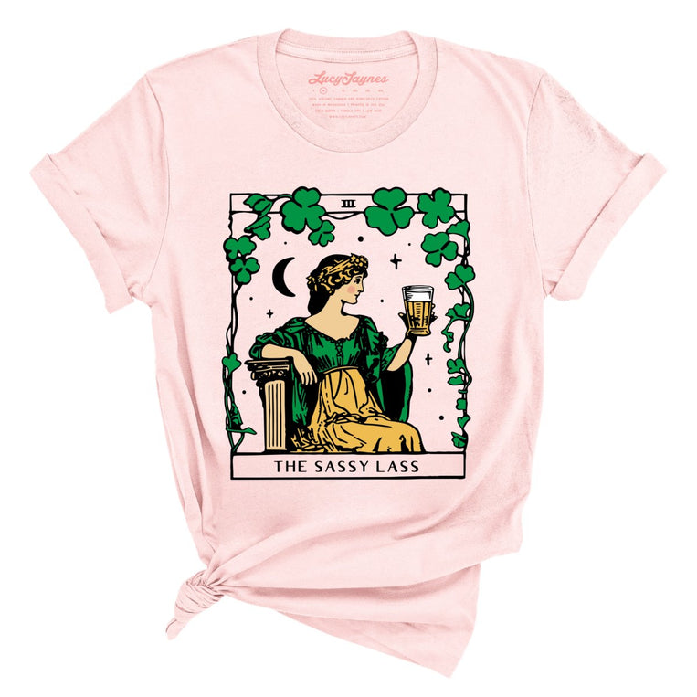 The Sassy Lass Tarot Card Graphic Tee - Soft Pink
