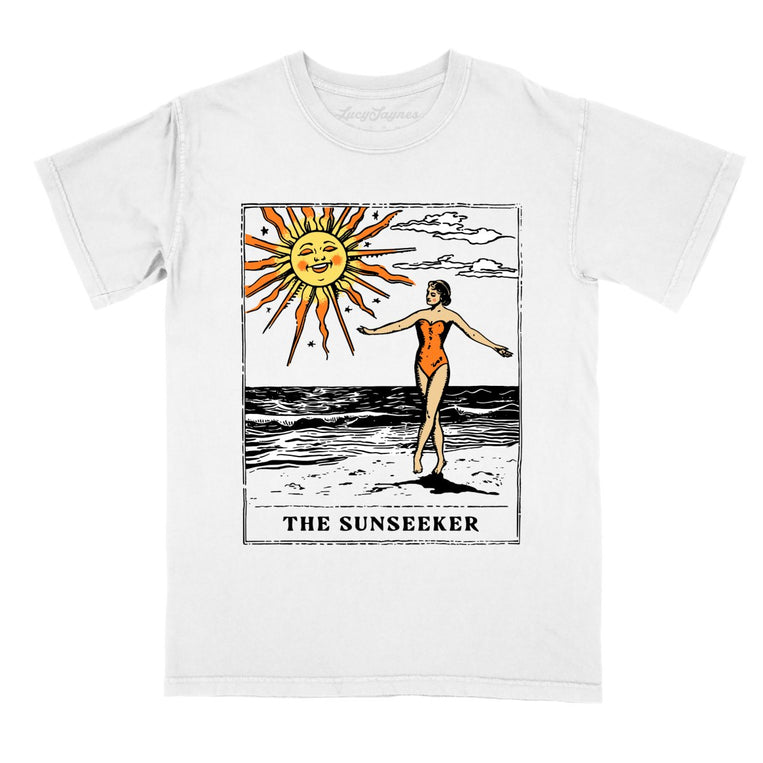 The Sunseeker Tarot Card Comfort Colors Graphic Tee - White