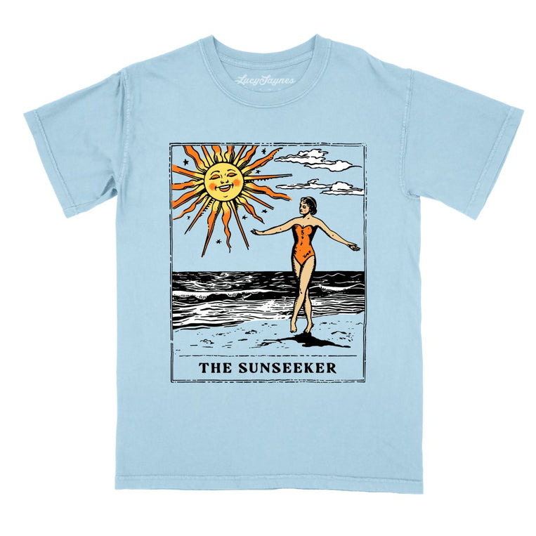 The Sunseeker Tarot Card Comfort Colors Graphic Tee - Chambray