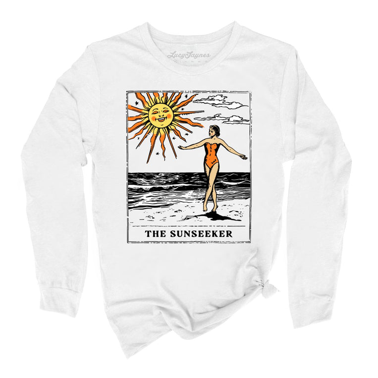 The Sunseeker Tarot Card Graphic Long Sleeve Tee - White