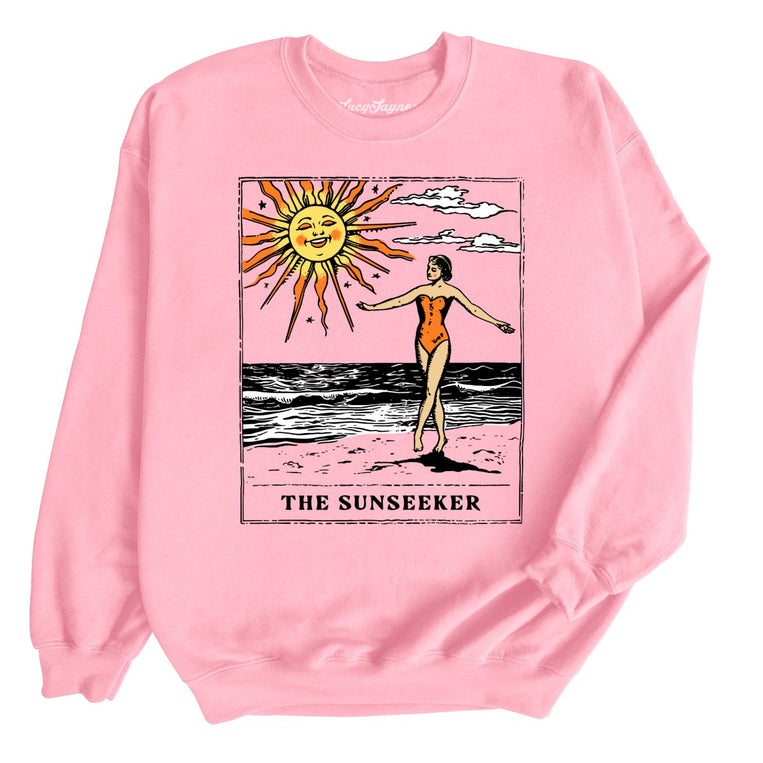 The Sunseeker Tarot Card Graphic Sweatshirt - Light Pink
