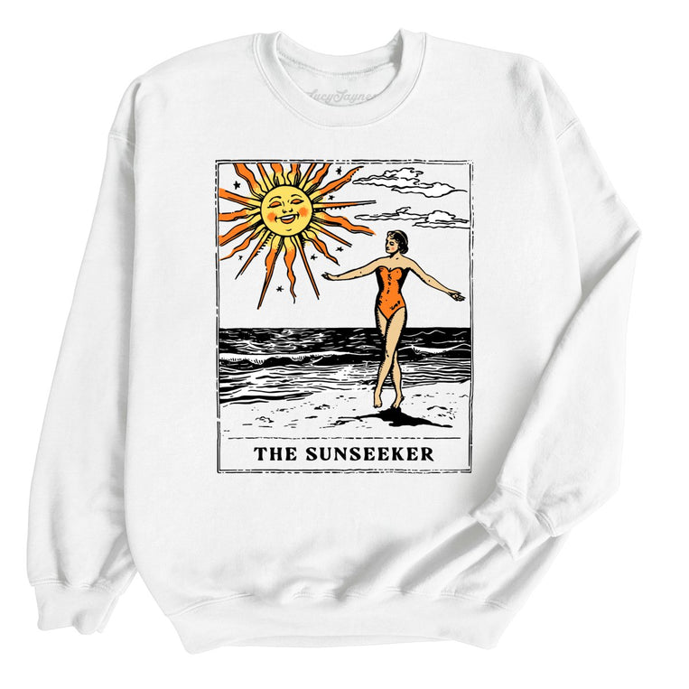 The Sunseeker Tarot Card Graphic Sweatshirt - White