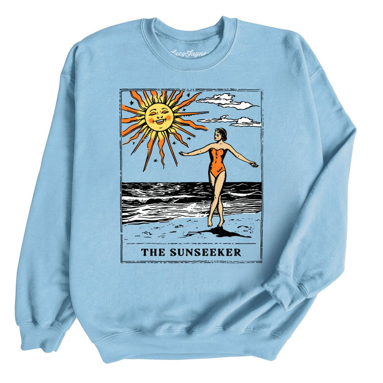 The Sunseeker Tarot Card Graphic Sweatshirt - Light Blue