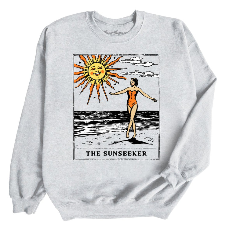 The Sunseeker Tarot Card Graphic Sweatshirt - Ash