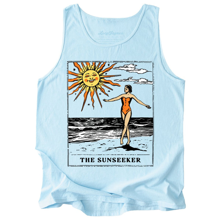 The Sunseeker Tarot Card Comfort Colors Graphic Tank Top - Chambray